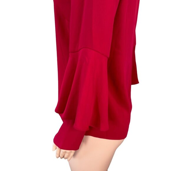 Chicos Womens 0 (4/6)Red Top Blouse Ruffle-Long Sleeve Classic Christmas Holiday - Picture 14 of 16